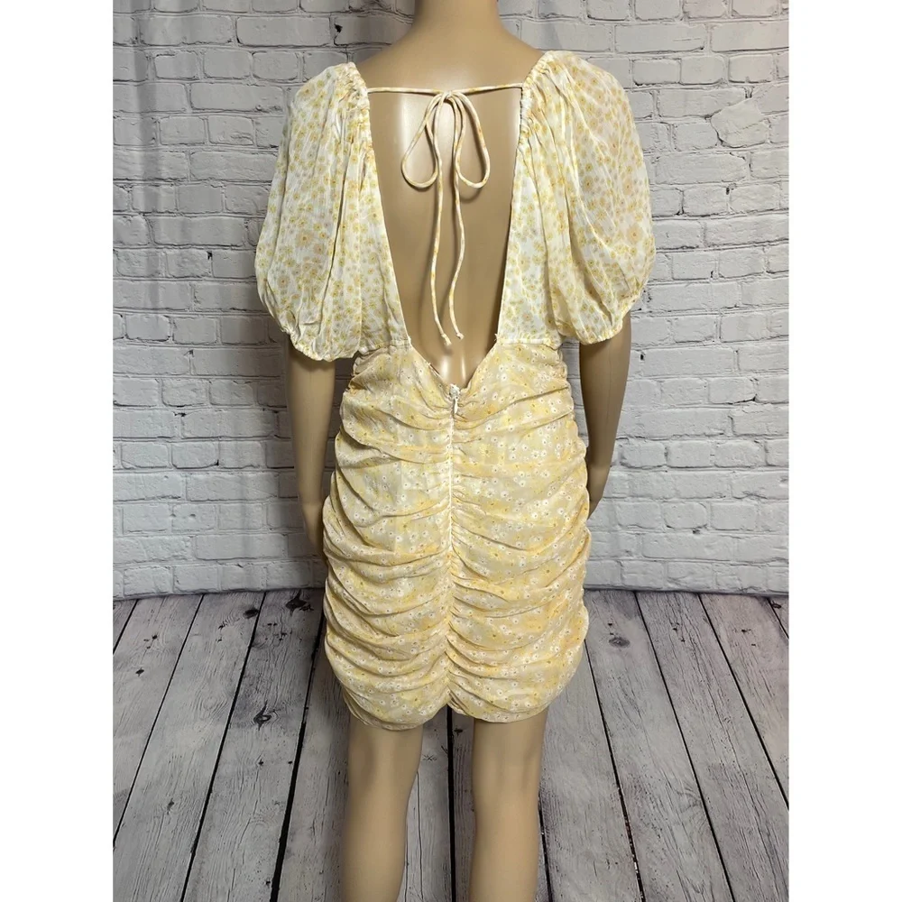 New Free People Tea Yellow Floral Tessa Dress Size M